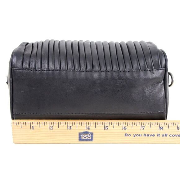 Topshop BLACK GENUINE LEATHER RUFFLE ZIP TOP HOBO SHOULDER BAG HANDBAG PURSE - Picture 12 of 14